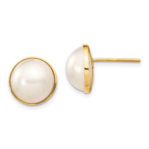 K 9-10mm White Freshwater Cultured Mabe Pearl Post Earrings - Jewelry - Modalova