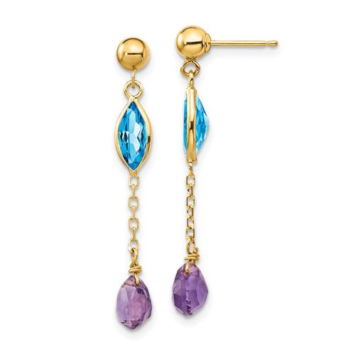 K Amethyst and Blue Topaz Post Earrings - Jewelry - Modalova