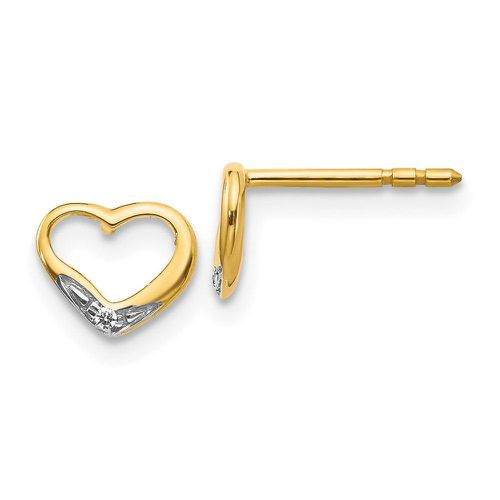 K & Rhodium Diamond Heart Post Earrings - Jewelry - Modalova