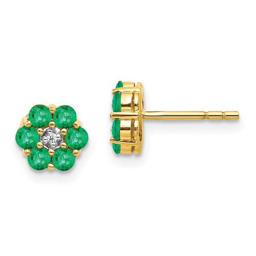 K & Rhodium Emerald & Diamond Post Earrings - Jewelry - Modalova