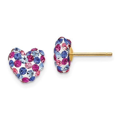 K Blue Pink White Crystal 8mm Heart Post Earrings - Jewelry - Modalova