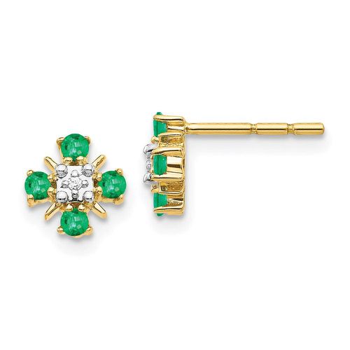 K Gold Emerald & Diamond Post Earrings - Jewelry - Modalova