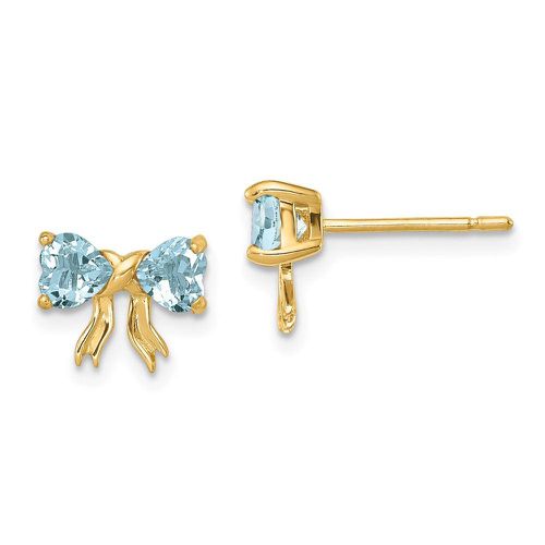 K Gold Polished Aquamarine Bow Post Earrings - Jewelry - Modalova