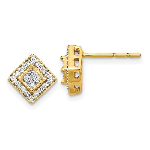 K Gold Polished Diamond Post Earrings - Jewelry - Modalova