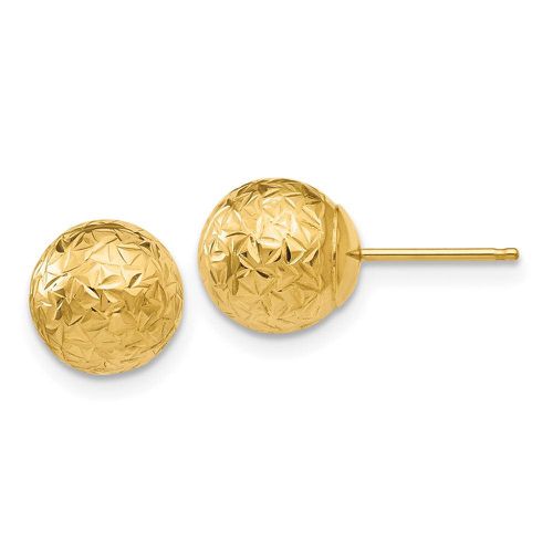 K Gold Round 8mm Crystal-cut Diamond Cut Ball Earrings - Jewelry - Modalova