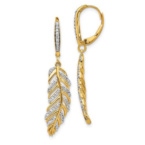 K Diamond Fancy Feather Leverback Earrings - Jewelry - Modalova
