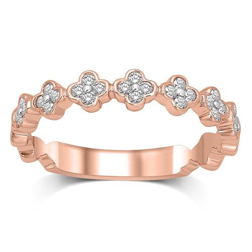 K Rose Gold 1/4 Ct.Tw.Diamond Stackable Band - Star Significance - Modalova