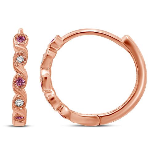 K Rose Gold 1/20 Ct.Tw. Diamond Stackable Hoop Earrings - Star Significance - Modalova