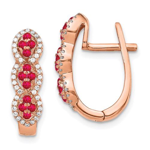 K Rose Gold Diamond and Ruby Earrings - Jewelry - Modalova