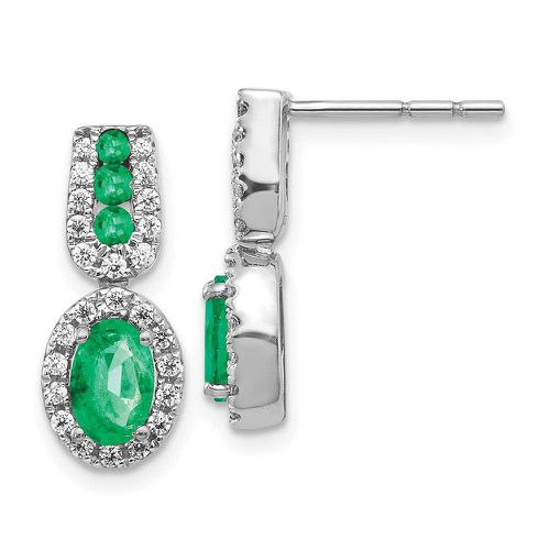 K White Gold 1/3Ct Diamond & Emerald Earrings - Jewelry - Modalova
