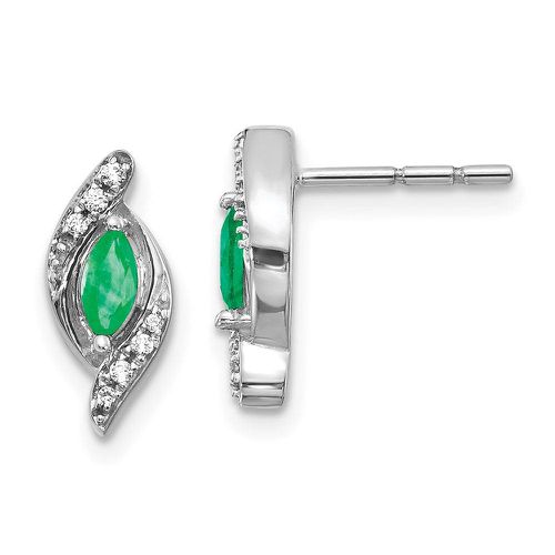 K White Gold 1/15Ct Diamond & Emerald Earrings - Jewelry - Modalova