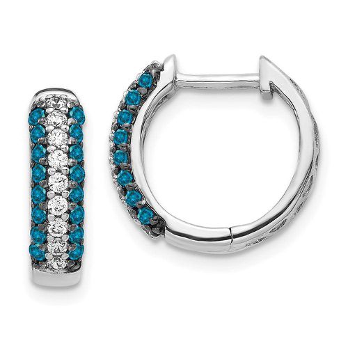 K White Gold White & Blue Diamond Hinged Hoop Earrings - Jewelry - Modalova