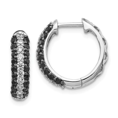 K White Gold White & Black Diamond Hinged Hoop Earrings - Jewelry - Modalova