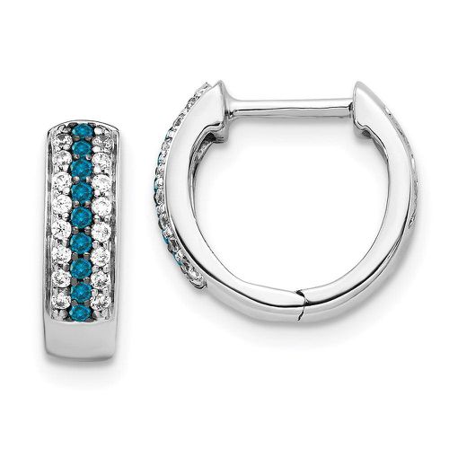 K White Gold Blue and White Diamond Hinged Hoop Earrings - Jewelry - Modalova
