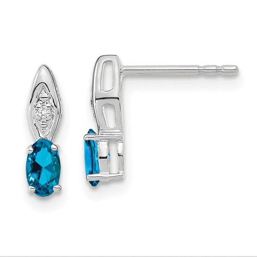 K White Gold Blue Topaz Diamond Earring - Jewelry - Modalova