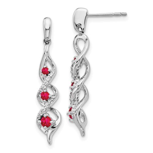 K White Gold Diamond and Ruby Post Dangle Earrings - Jewelry - Modalova