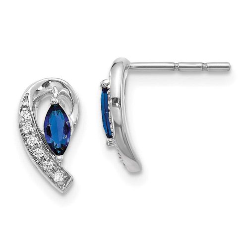 K White Gold Diamond Sapphire Post Earrings - Jewelry - Modalova