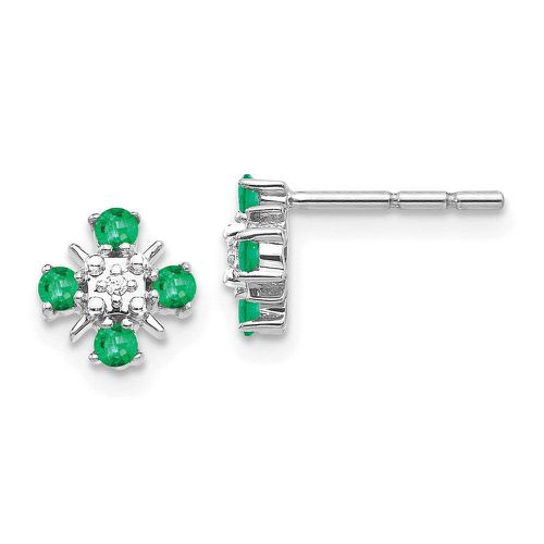 K White Gold Emerald & Diamond Post Earrings - Jewelry - Modalova