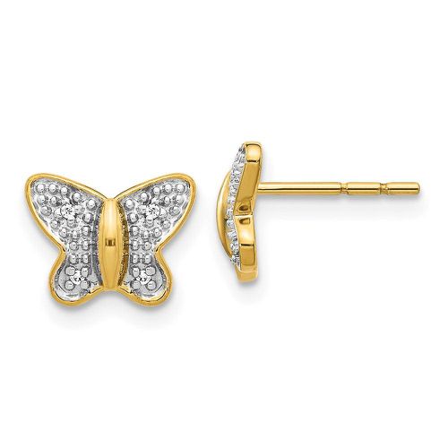 K w/Rhodium Diamond Butterfly Post Earrings - Jewelry - Modalova