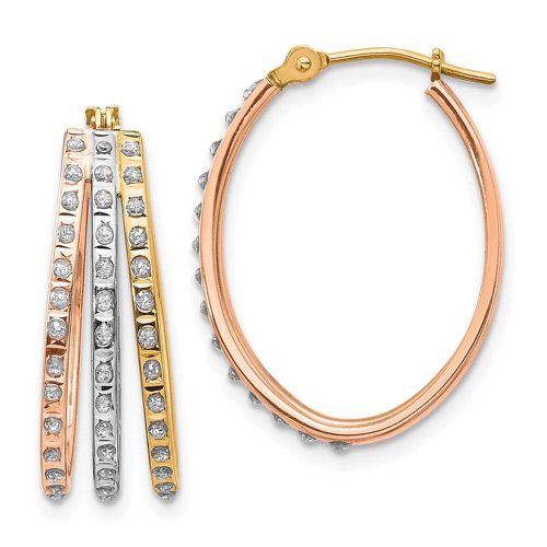 K Tri-Color Diamond Fascination Three Oval Hoop Earrings - Jewelry - Modalova