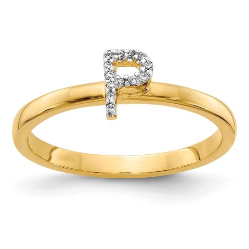 K Yellow Gold Diamond Initial P Ring - Jewelry - Modalova