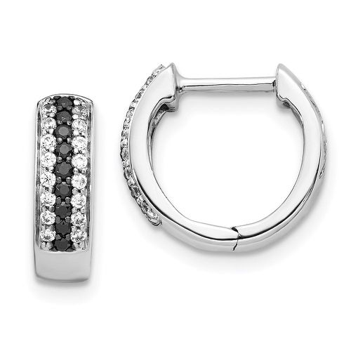 K White Gold Black and White Diamond Hinged Hoop Earrings - Jewelry - Modalova