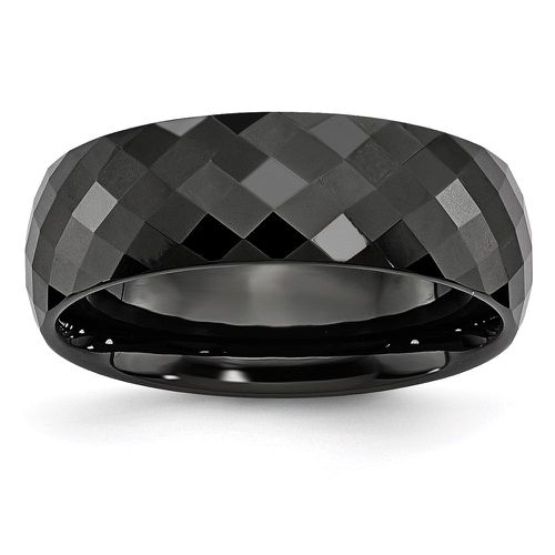 Ceramic Black Faceted 7.5mm Polished Band - Chisel - Modalova