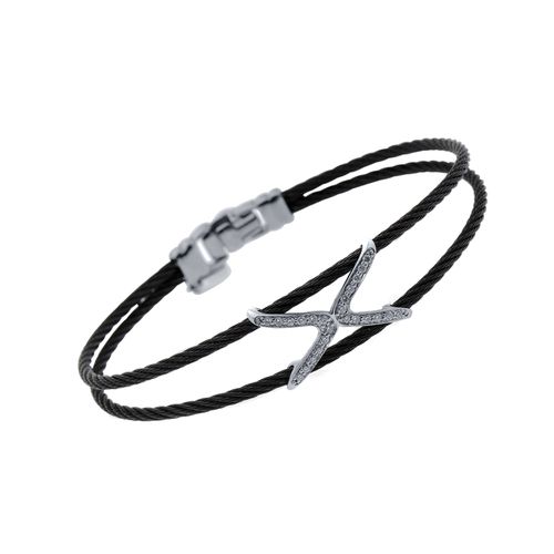 Stainless Steel and 18K White Gold, Diamond Cable Bracelet 04-52-0296-11 - Alor - Modalova