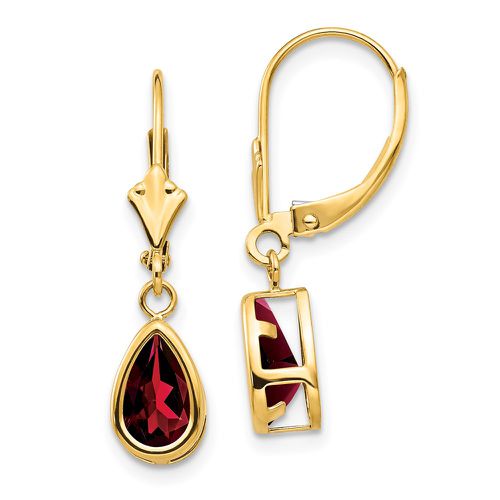 K 8x5mm Pear Garnet Leverback Earrings - Jewelry - Modalova