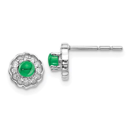 K White Gold Diamond & Cabochon Emerald Earrings - Jewelry - Modalova
