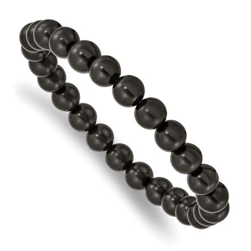 Black Wood Bead Stretch Bracelet - Chisel - Modalova