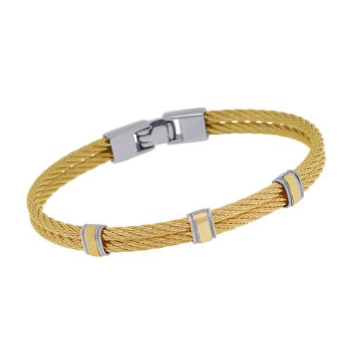 Stainless Steel and 18K Yellow Gold Cable Bracelet 04-97-6558-00 - Alor - Modalova