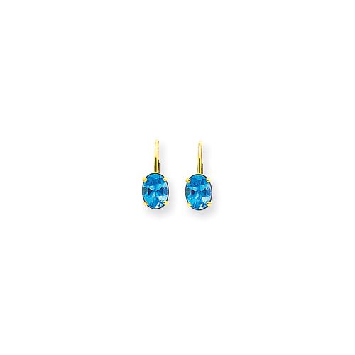 K 8x6mm Oval Blue Topaz Leverback Earrings - Jewelry - Modalova