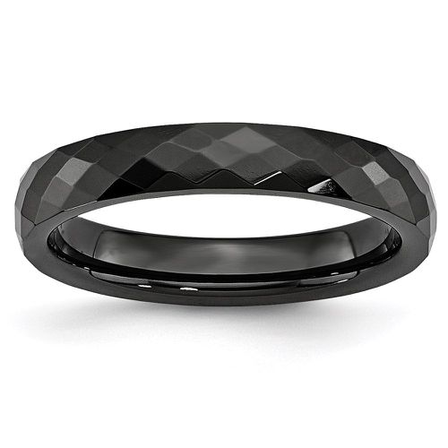 Ceramic Black 4mm Faceted Polished Band - Chisel - Modalova