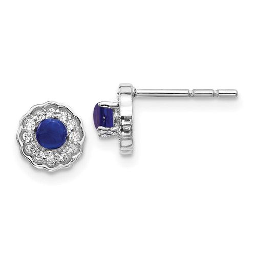 K White Gold Diamond & Cabochon Sapphire Earrings - Jewelry - Modalova
