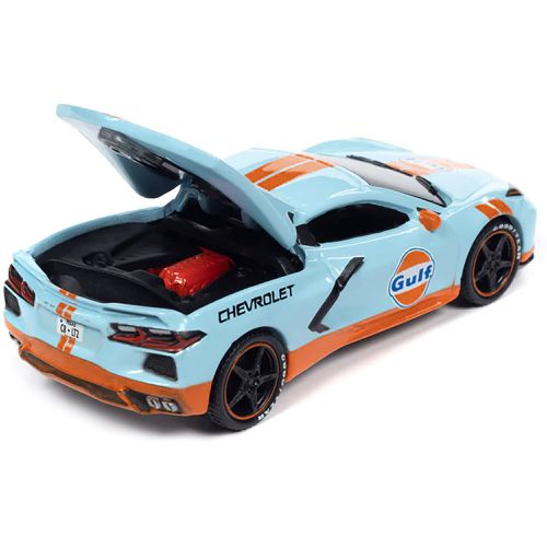 Auto World 1/64 Car - 2022 Chevrolet Corvette Gulf Oil Light Blue, Orange Stripes - Autoworld - Modalova