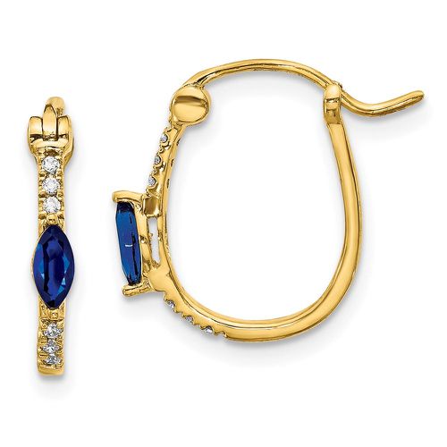K 1/20ct Diamond & Sapphire Hinged Hoop Earrings - Jewelry - Modalova