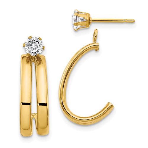 K Yellow Gold Polished w/CZ Stud Earring Jackets - Jewelry - Modalova