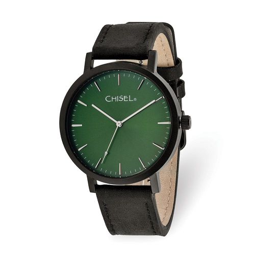 Matte Black IP-plated Green Dial Watch - Chisel - Modalova