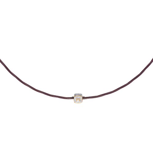 Stainless Steel and 18K Yellow Gold, Diamond Cable Choker Necklace 08-20-S541-11 - Alor - Modalova