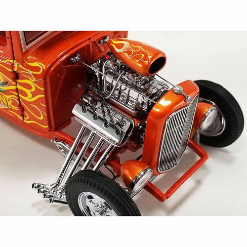 Diecast Pickup Truck - 1932 Ford Blown Hot Rod Orange Metallic with Flames - ACME - Modalova