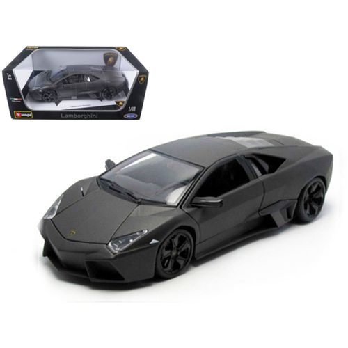 Diecast Model Car - Lamborghini Reventon Opening Doors Dark Matt Gray - Bburago - Modalova