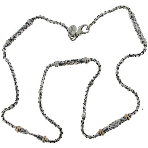 Italy Women's Necklace - Pinched Accents Sterling Silver Metal, 17 inch / VHN 1099 - Alisa - Modalova