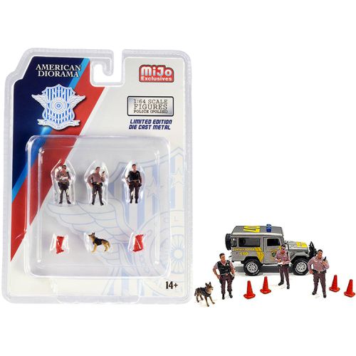 Diecast Set - Police 8 Pieces for 1/64 Scale Models Blister Pack - American Diorama - Modalova