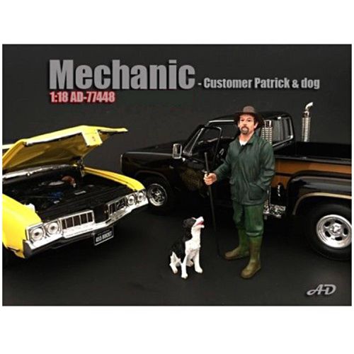 Figure - Customer Patrick and a Dog Polyresin For 1:18 Models, 4 inch - American Diorama - Modalova