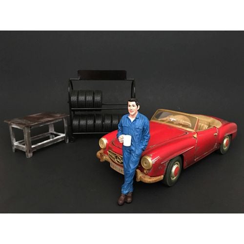 Figurine - Mechanic Larry Taking Break Polyresin For 1/24 Models - American Diorama - Modalova