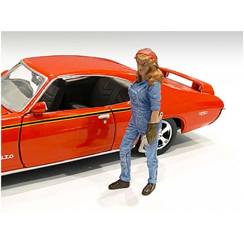 Figurine - Retro Female Mechanic III 1/18 Scale Models Polyresin - American Diorama - Modalova