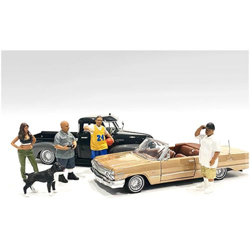 Figurine Set - Lowriderz and a Dog for 1/24 Scale Models, 5 Piece - American Diorama - Modalova