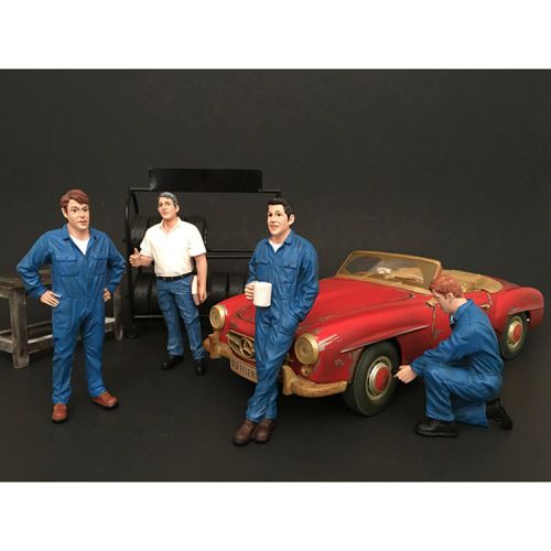Figurine Set - Mechanics Polyresin For 1/24 Scale Models, 4 Piece - American Diorama - Modalova