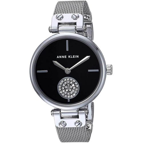 Women's Bracelet Watch - Quartz Black Dial Silver Tone Steel / 3001BKSV - Anne Klein - Modalova